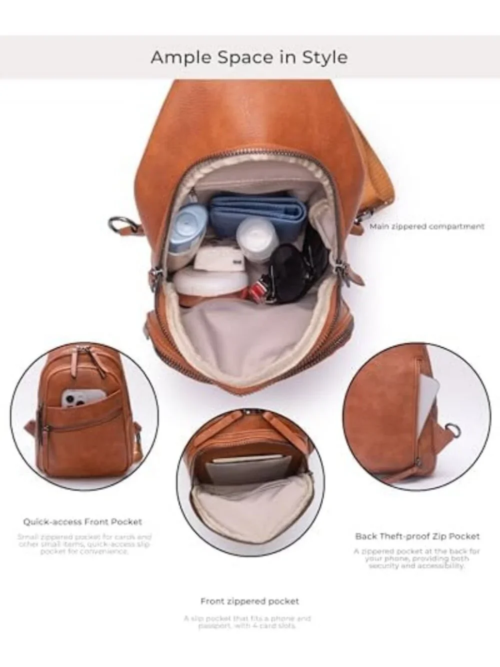 Trendy Large Leather Sling Bag for Women - Fashionable Crossbody Chest Bag for
